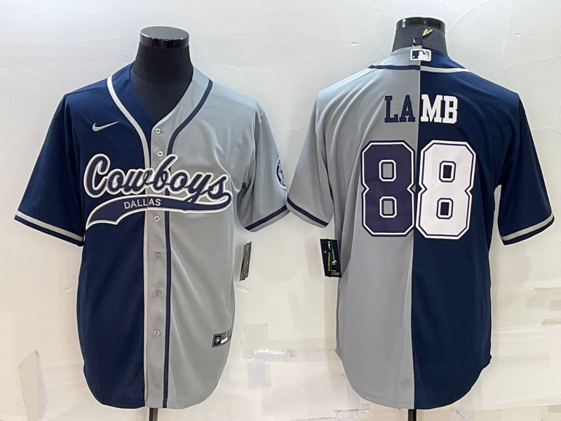 Men's Dallas Cowboys CeeDee Lamb #88 Navy/Gray Jersey Joint Edition